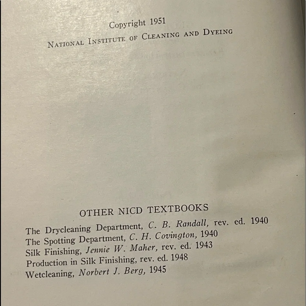 Applied Science for Dry-cleaners book & ceramic dry cleaner wall decor